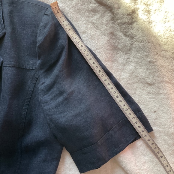 Luisa Spagnoli short sleeve linen top, blue, medium - Picture 10 of 11